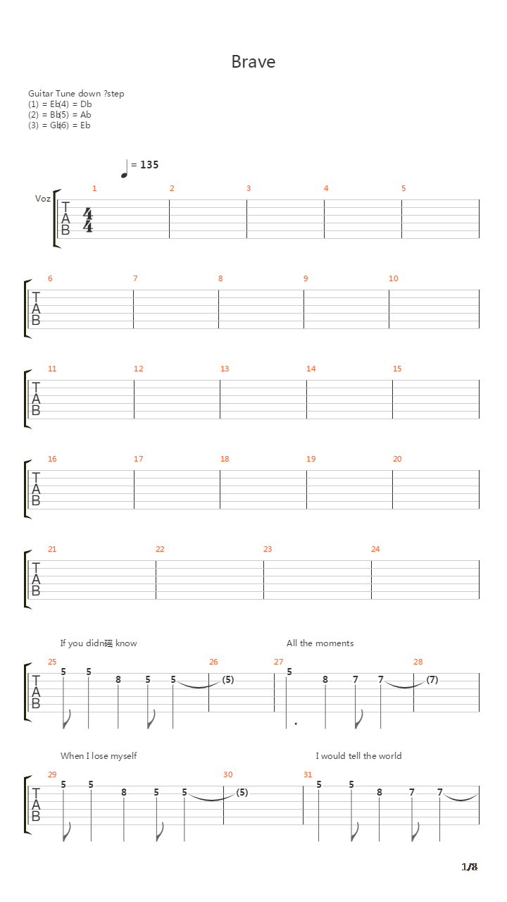 Brave吉他谱