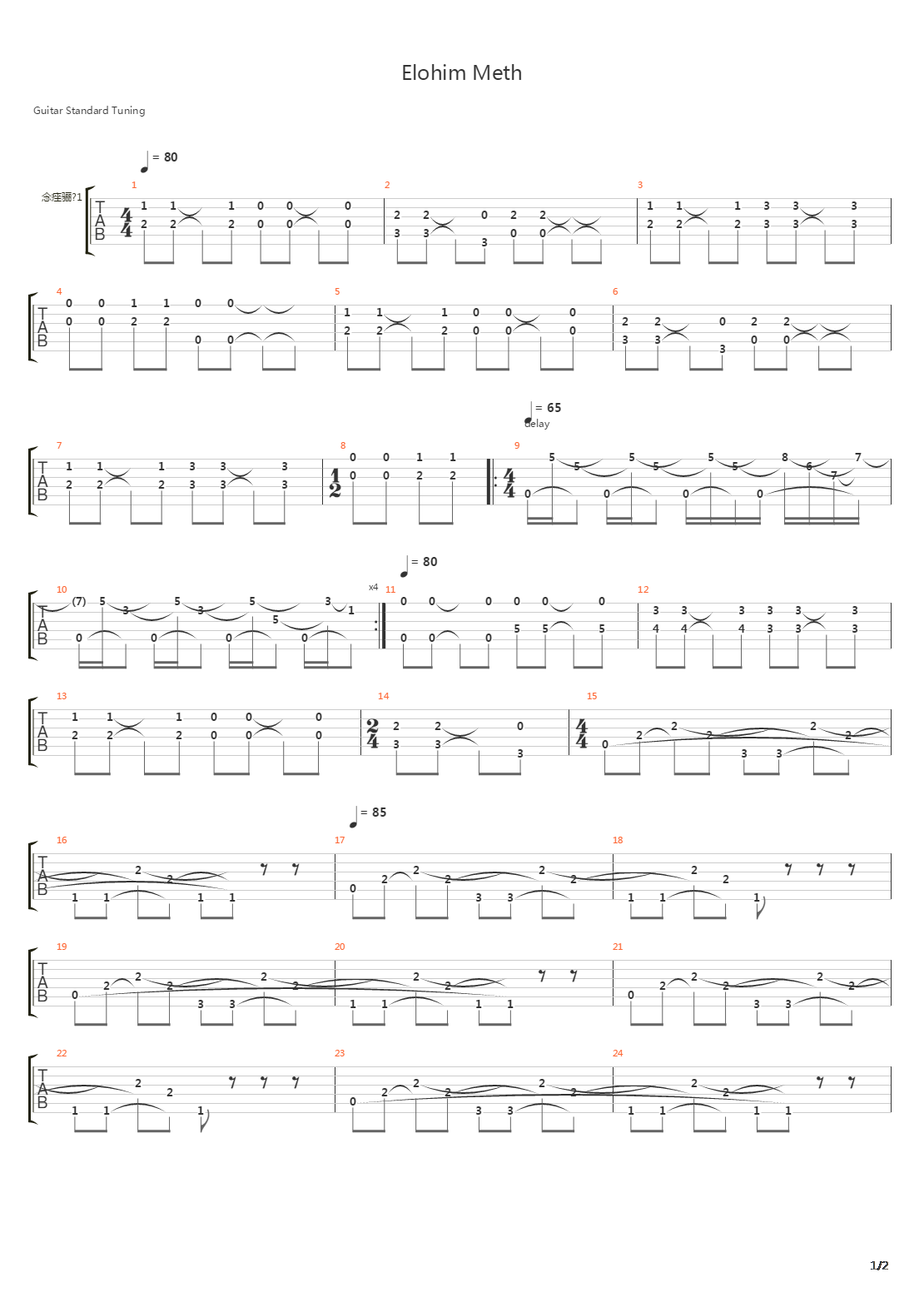 Elohim Meth吉他谱