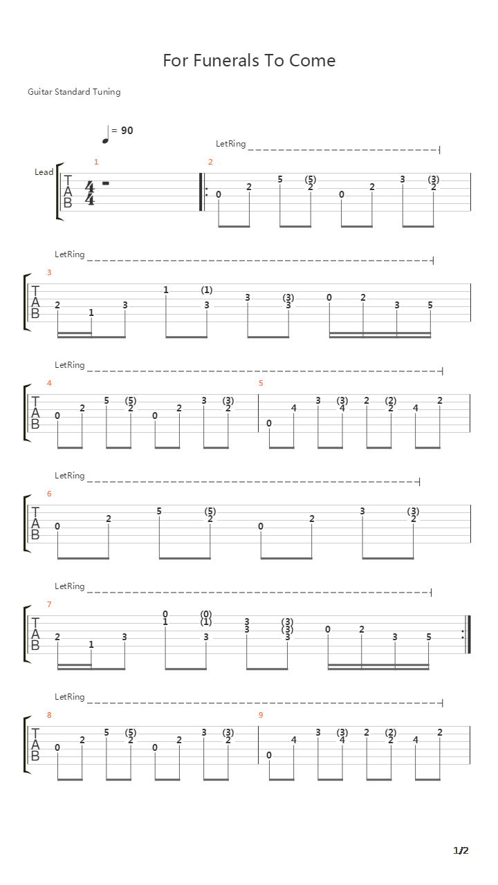 For Funerals To Come吉他谱