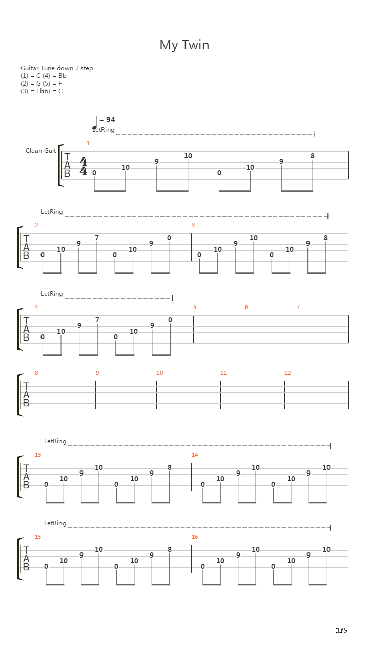 My Twin吉他谱