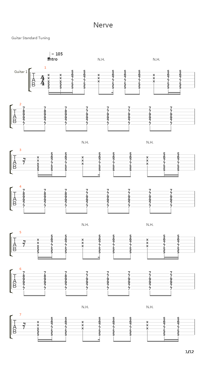 Nerve吉他谱