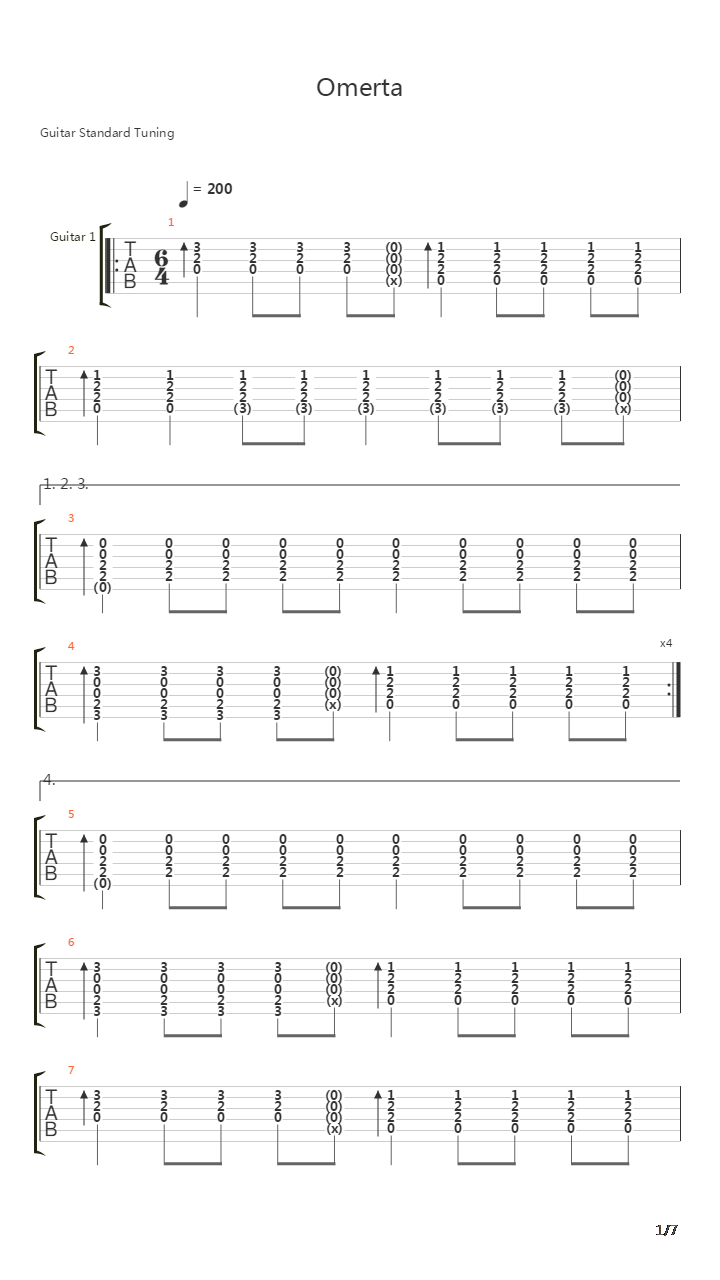 Omerta吉他谱