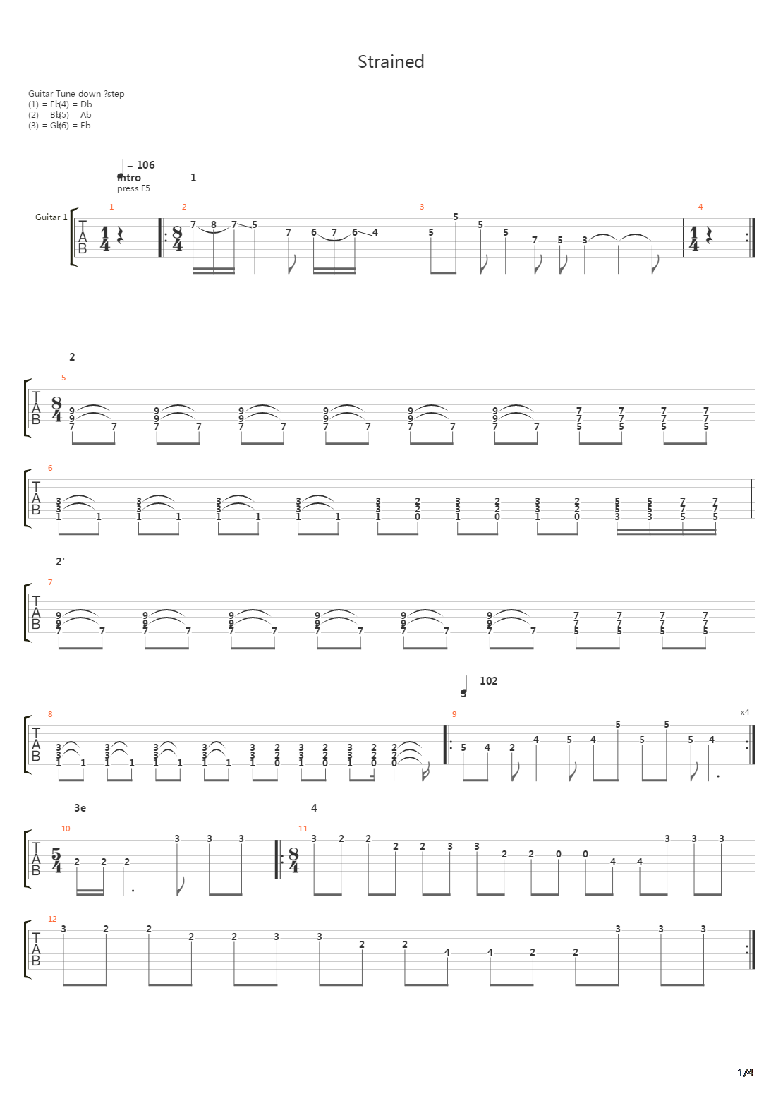 Strained吉他谱