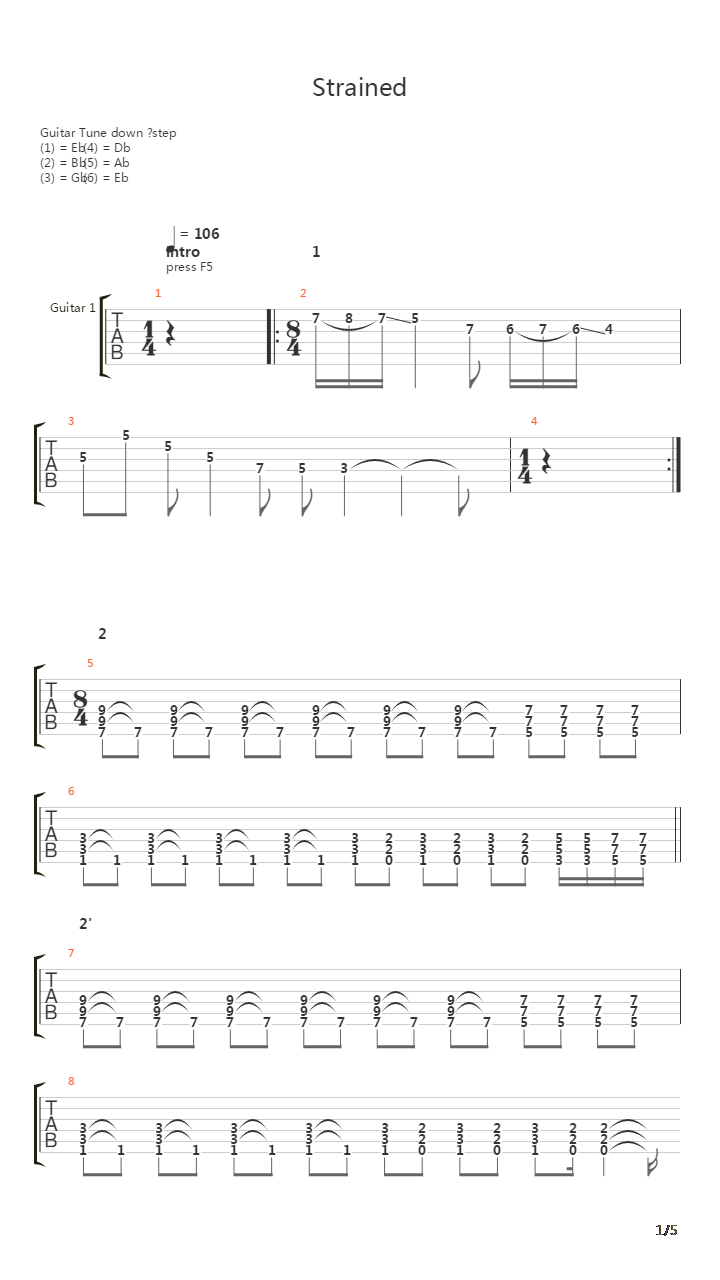 Strained吉他谱