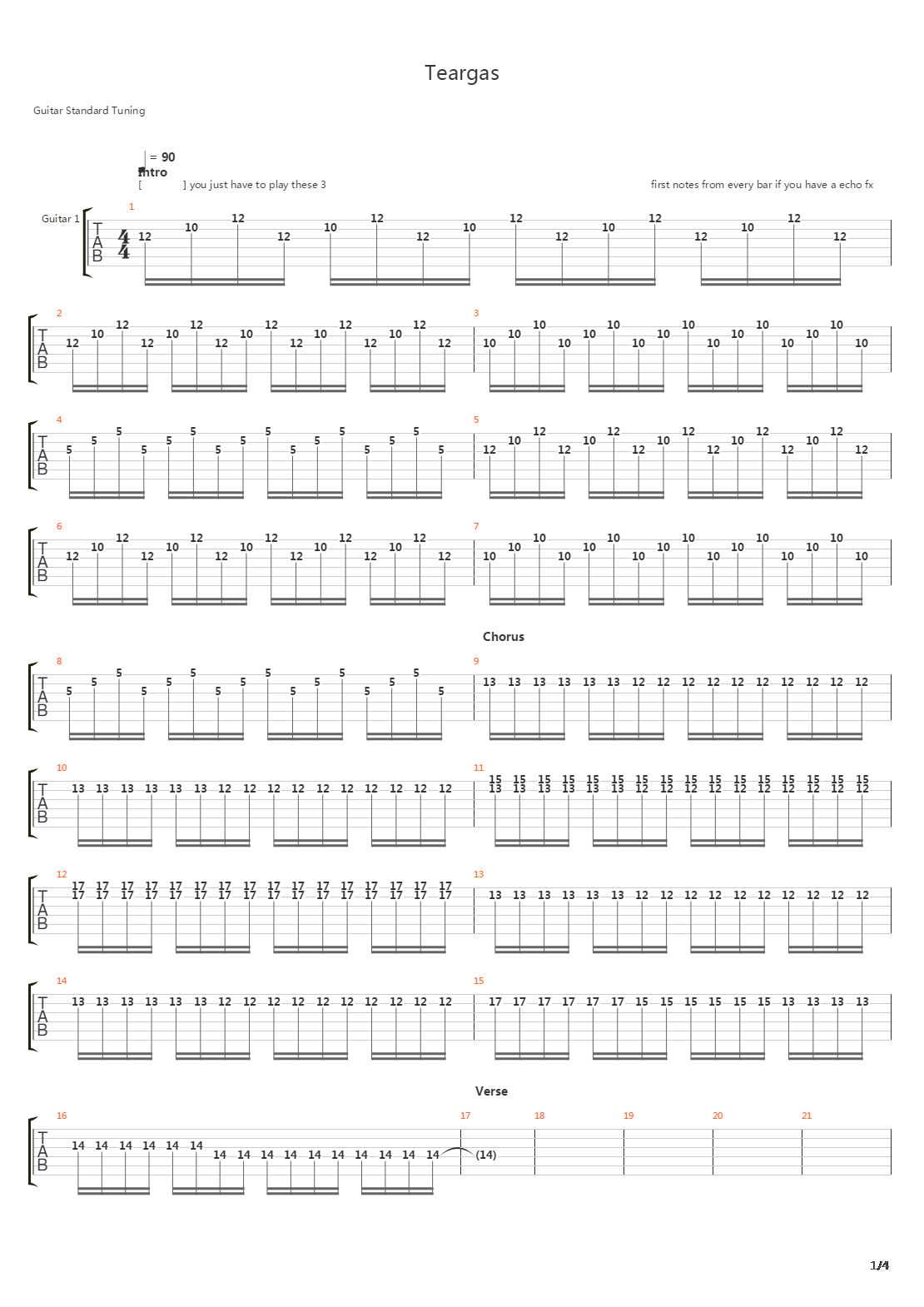 Teargas吉他谱