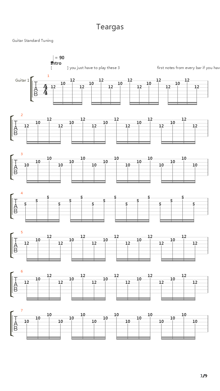 Teargas吉他谱
