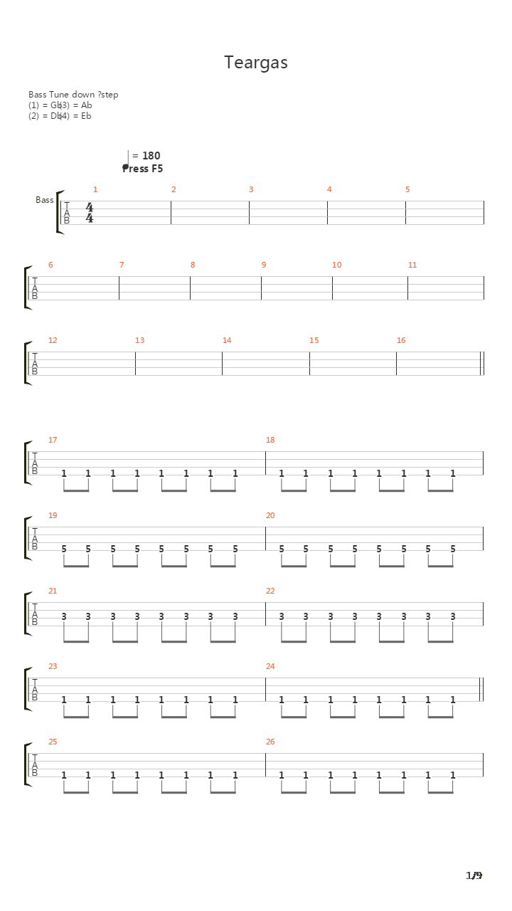 Teargas吉他谱