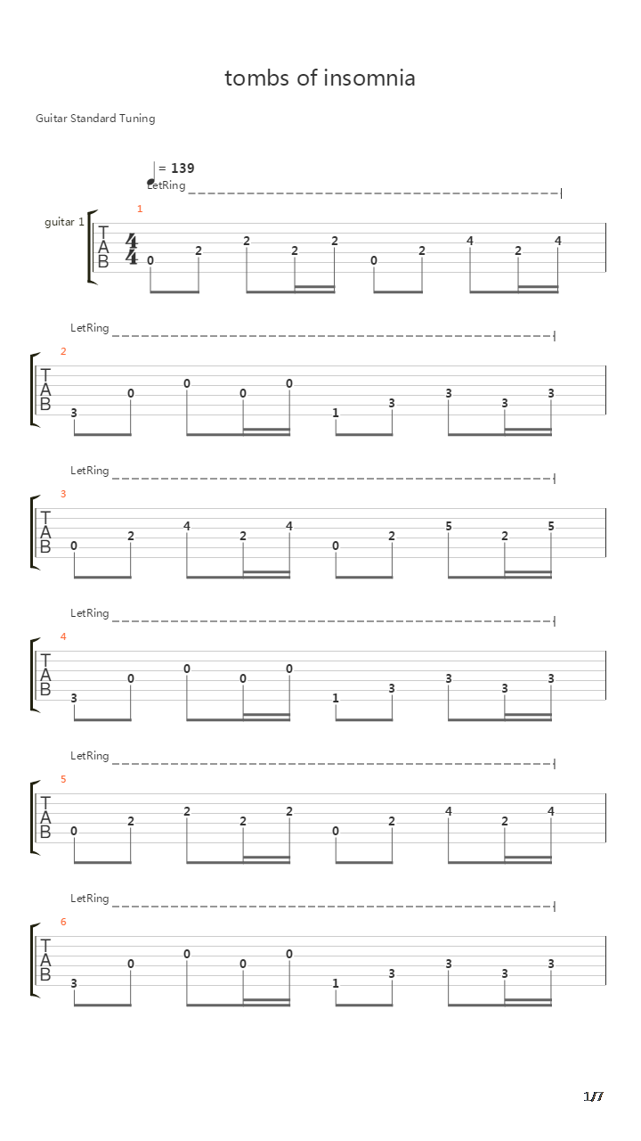 Tombs Of Insomnia吉他谱