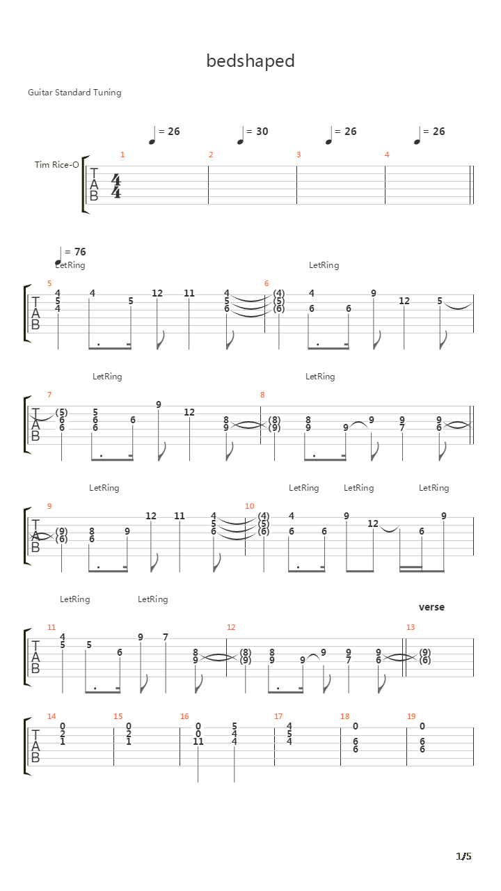 Bedshaped吉他谱
