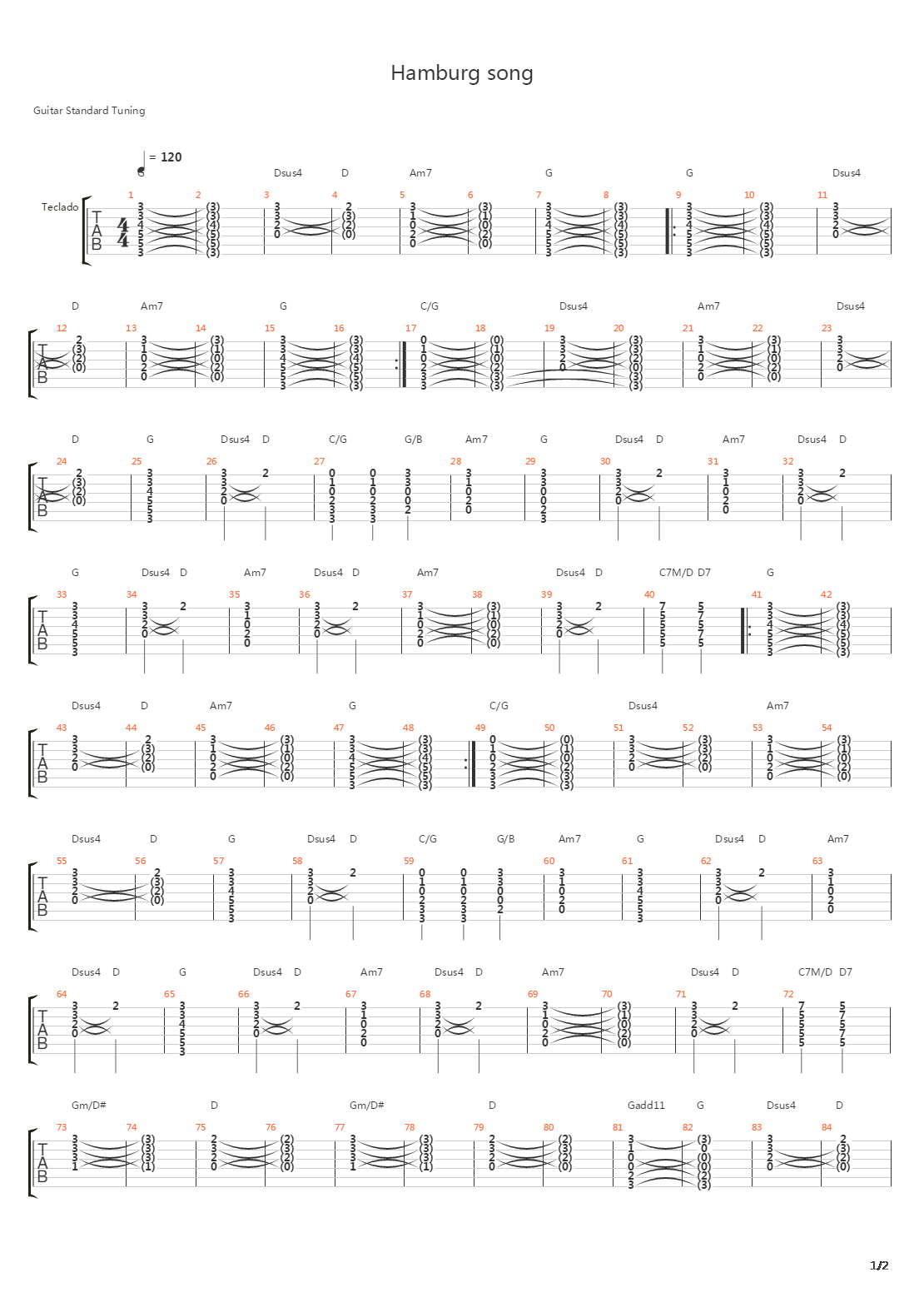 Hamburg Song吉他谱