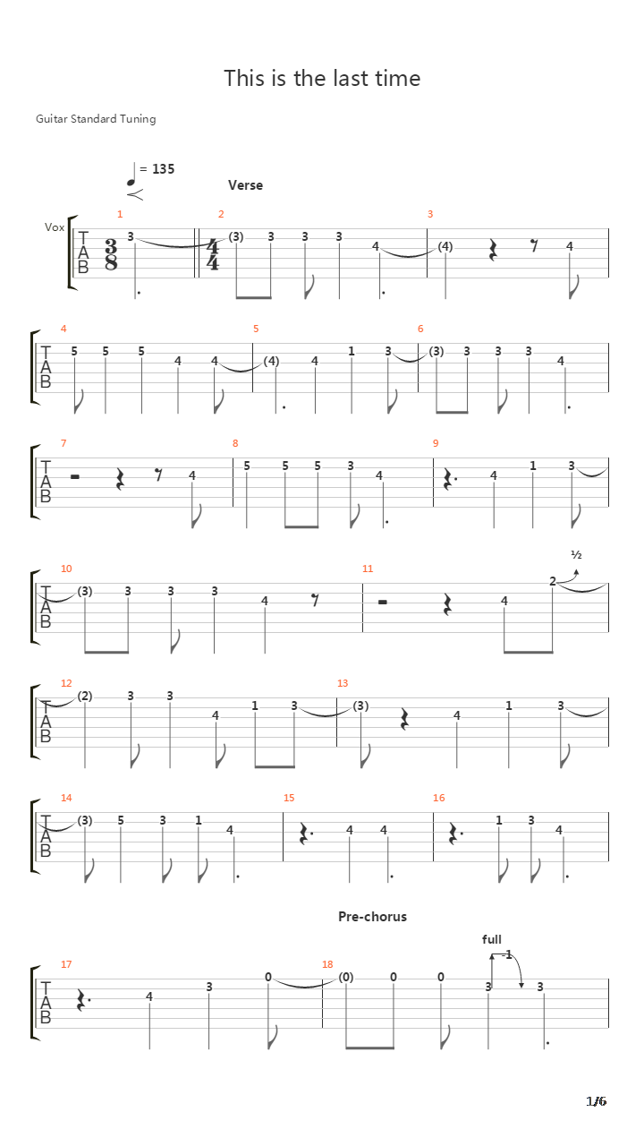 This Is The Last Time吉他谱