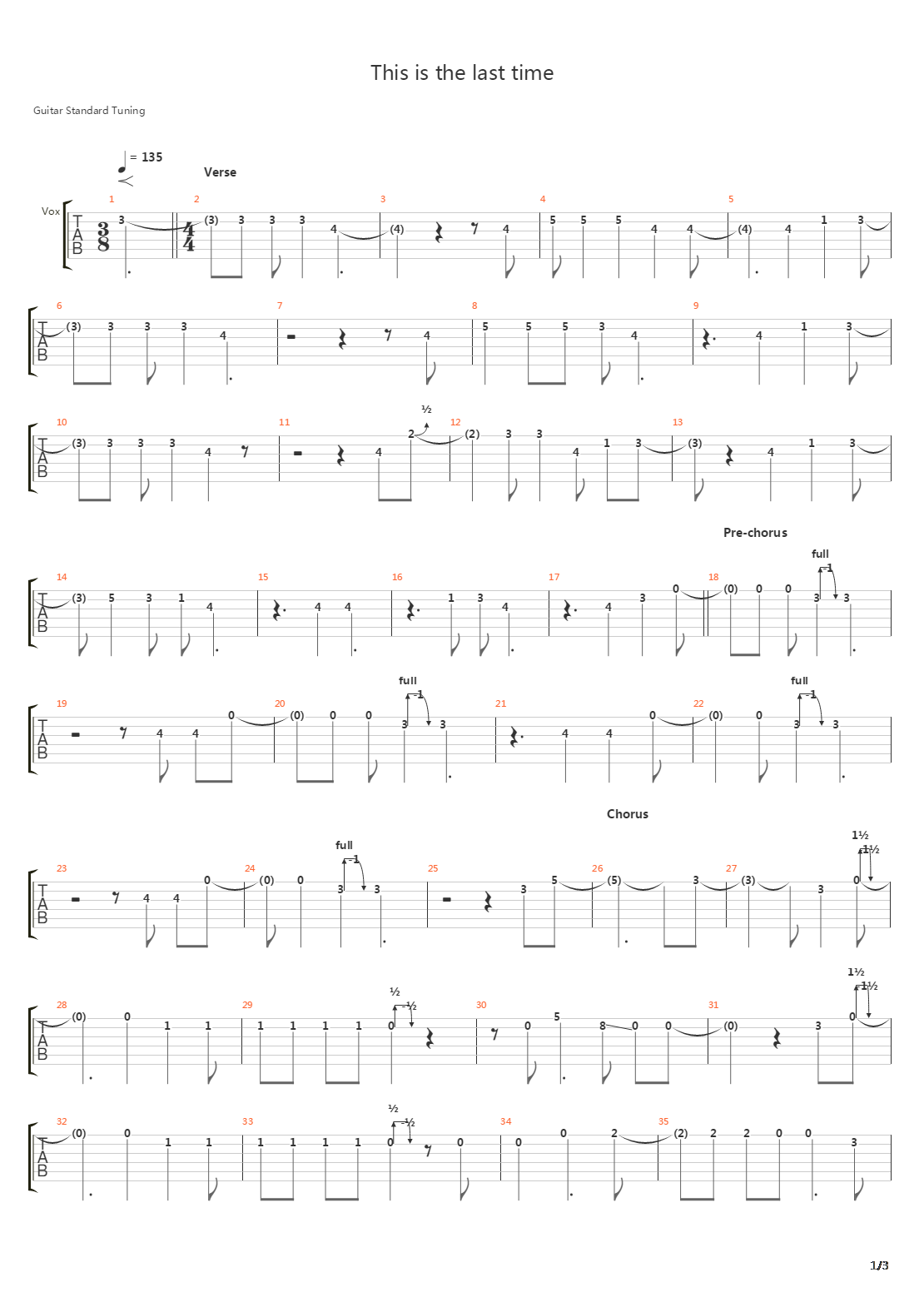 This Is The Last Time吉他谱