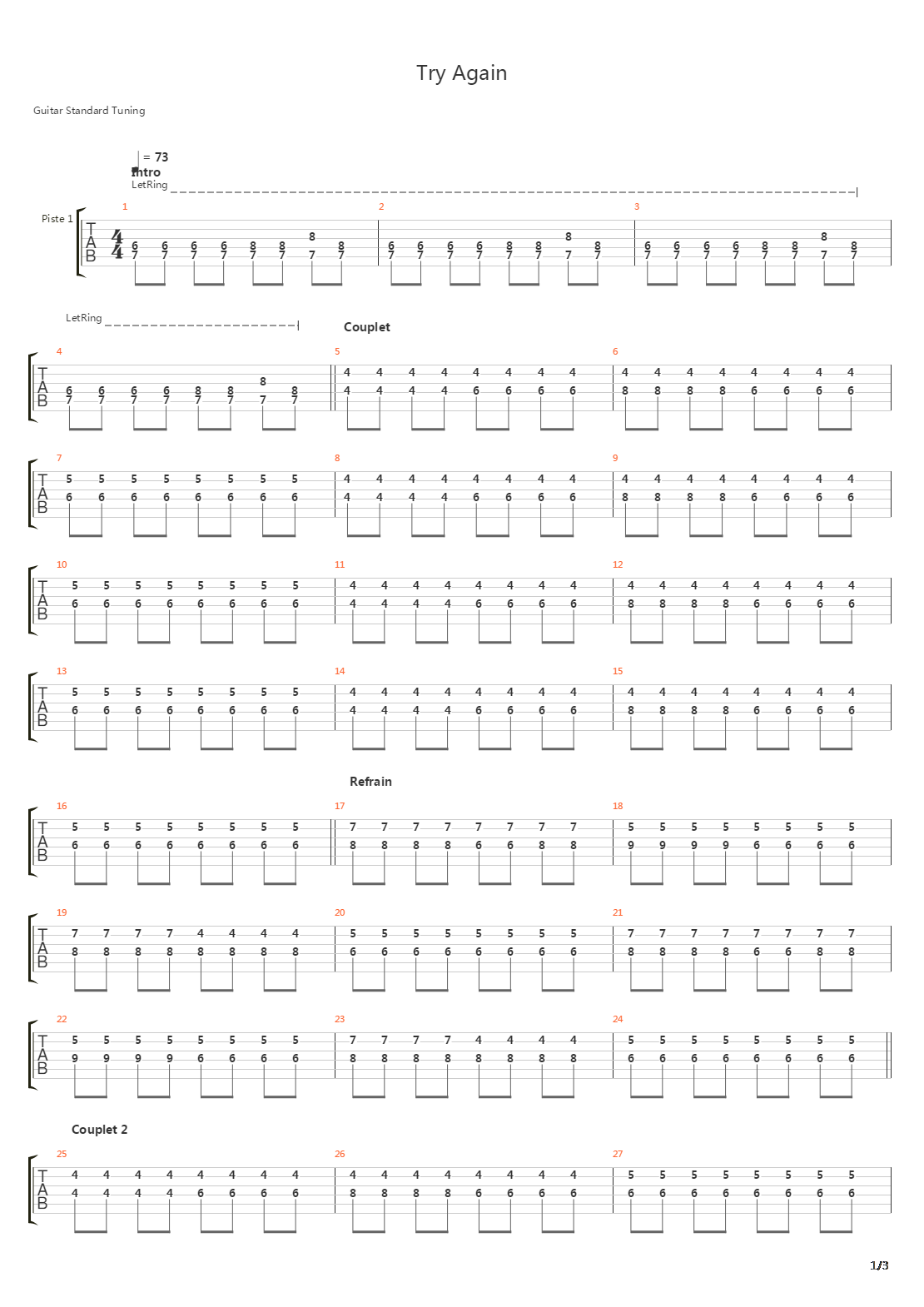 Try Again吉他谱