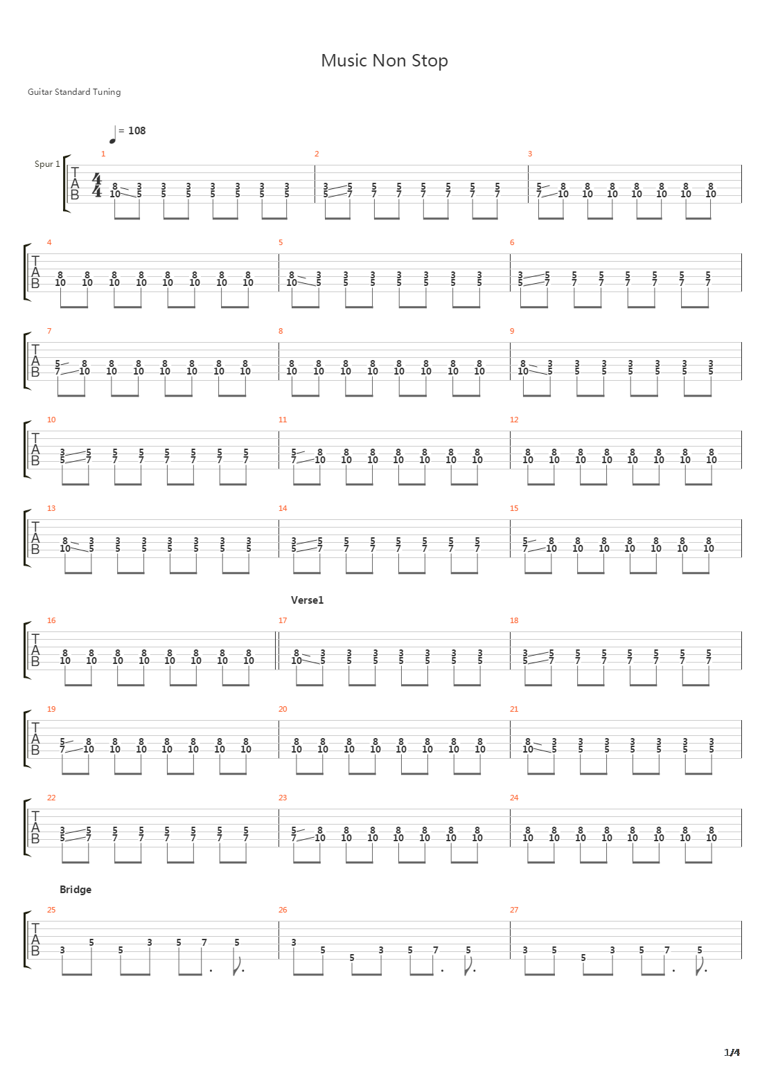 Music Non Stop吉他谱
