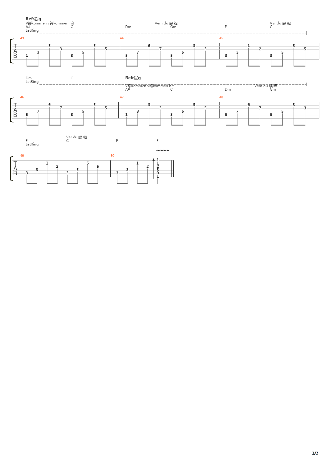 Sverige吉他谱