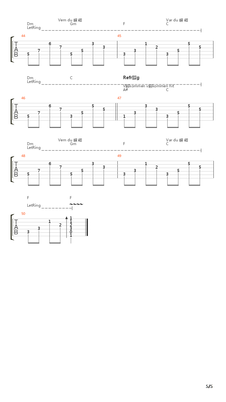 Sverige吉他谱