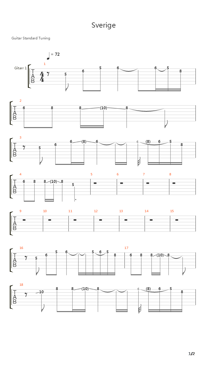 Sverige吉他谱