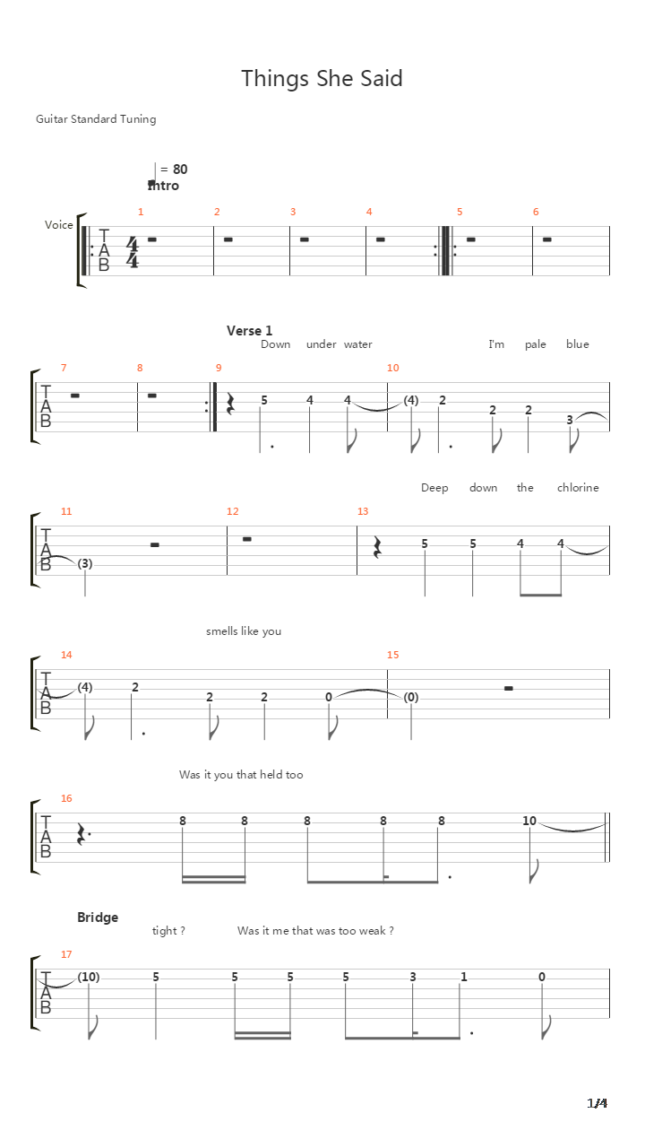 Things She Said吉他谱