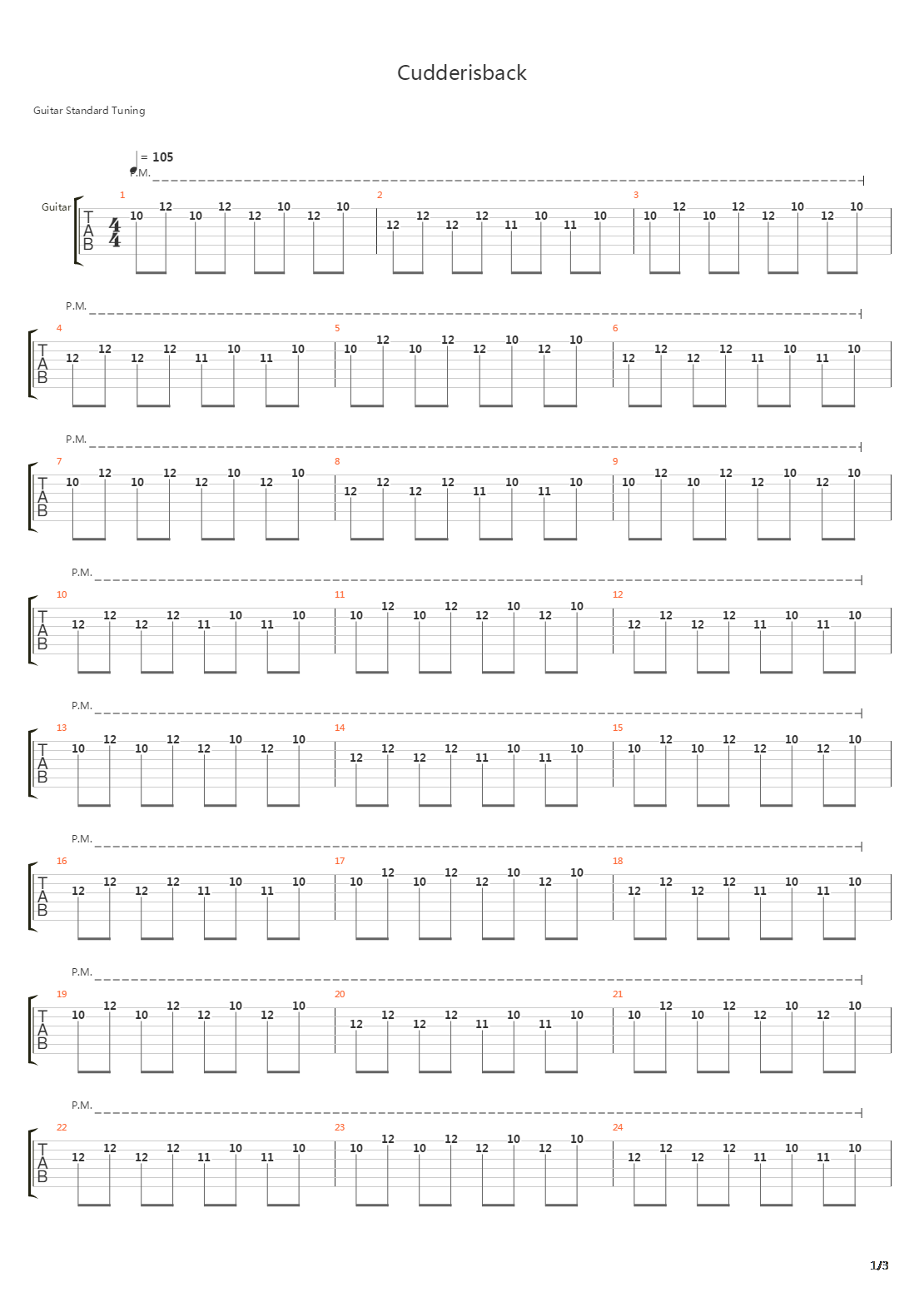 Cudderisback吉他谱