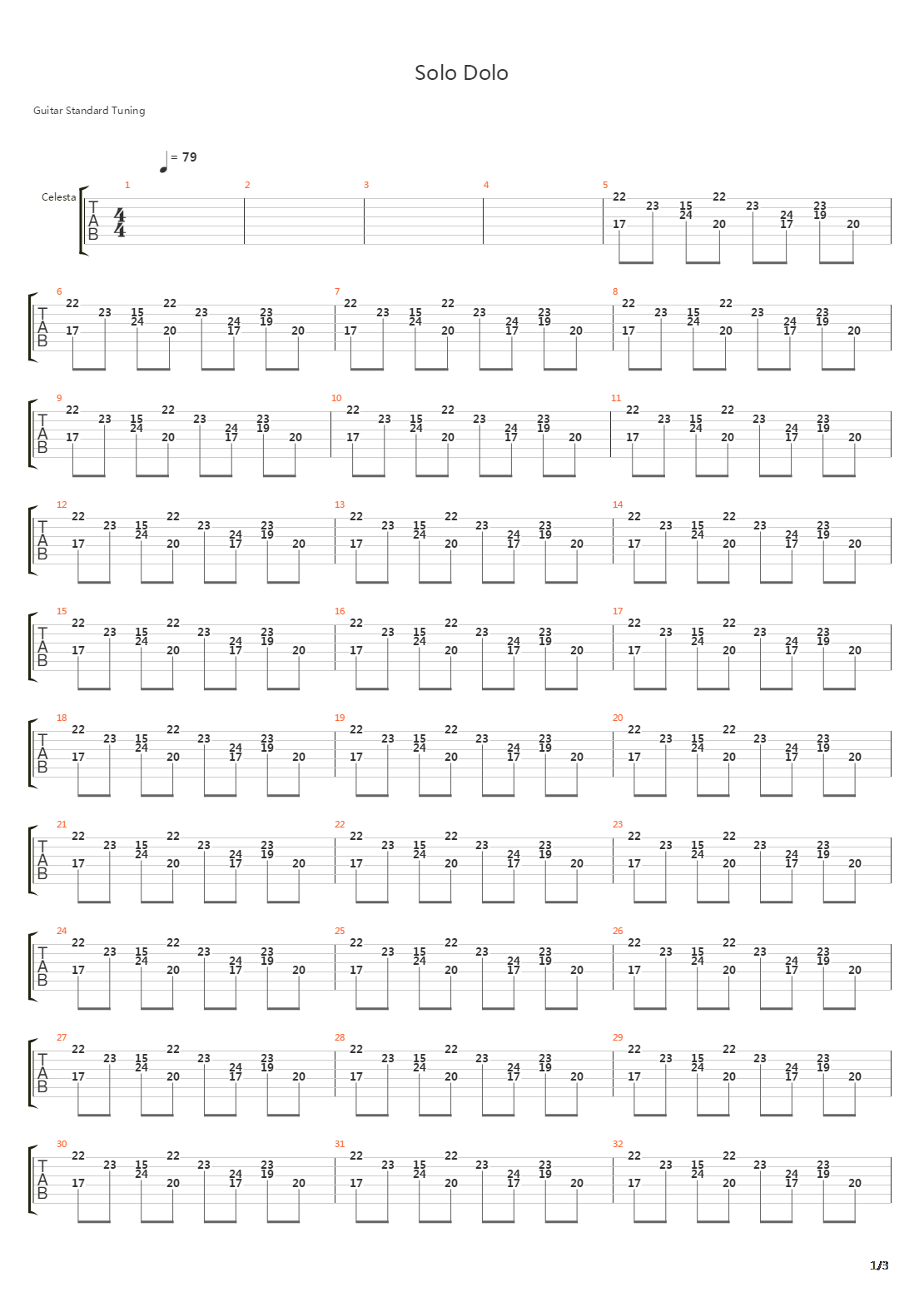 Solo Dolo吉他谱