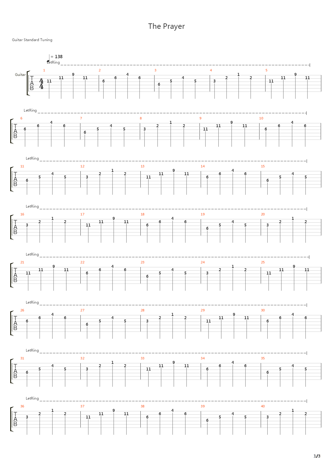 The Prayer吉他谱