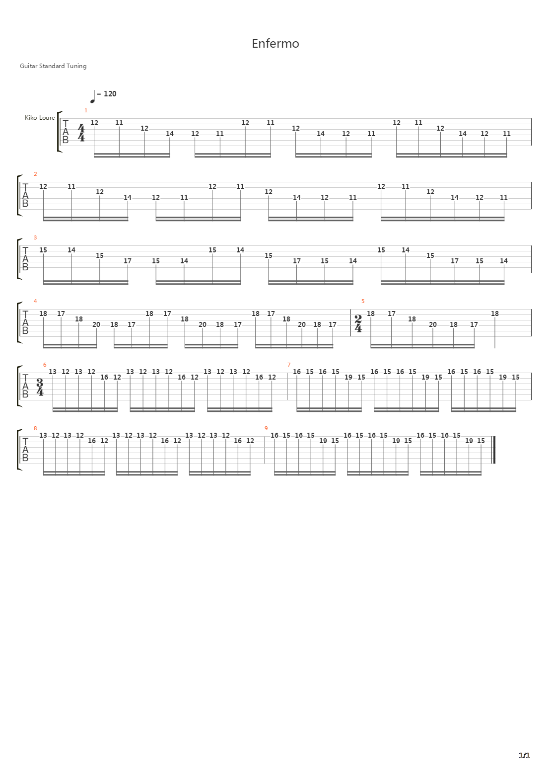 Enfermo吉他谱