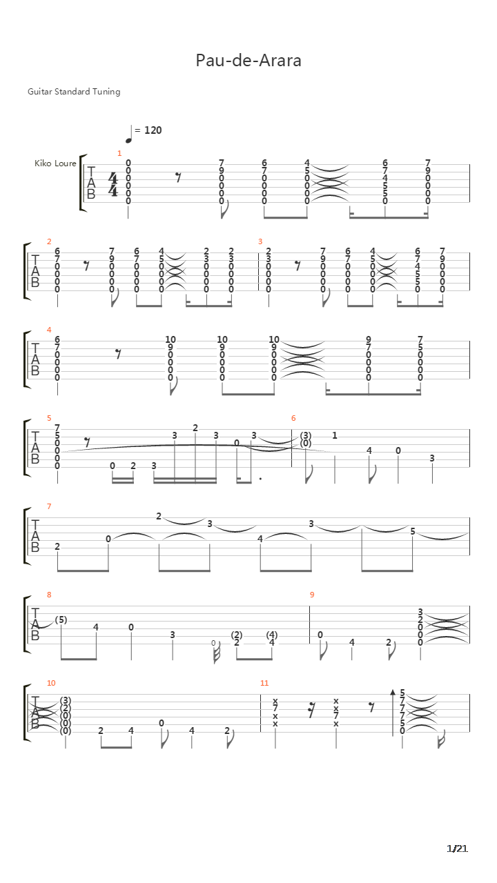 Pau De Arara吉他谱