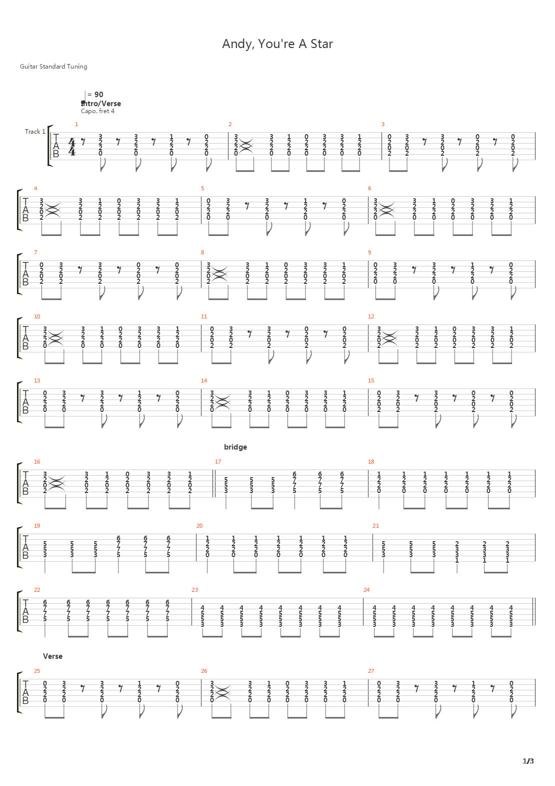 Andy Youre A Star吉他谱