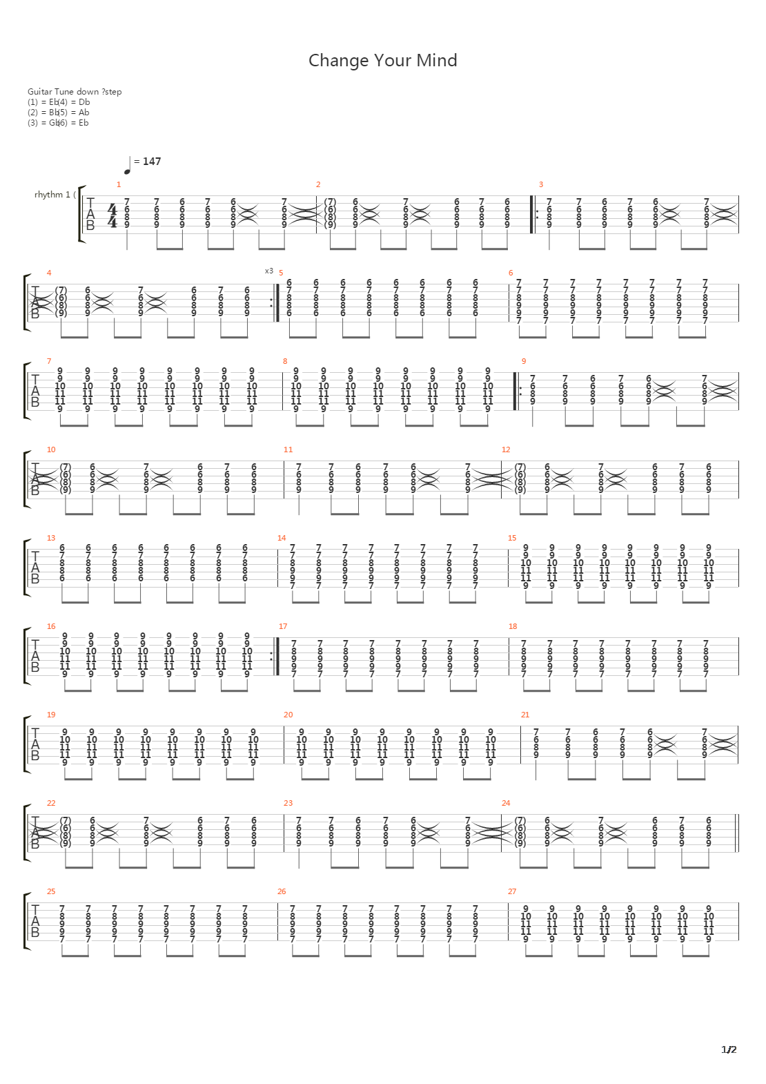 Change Your Mind吉他谱