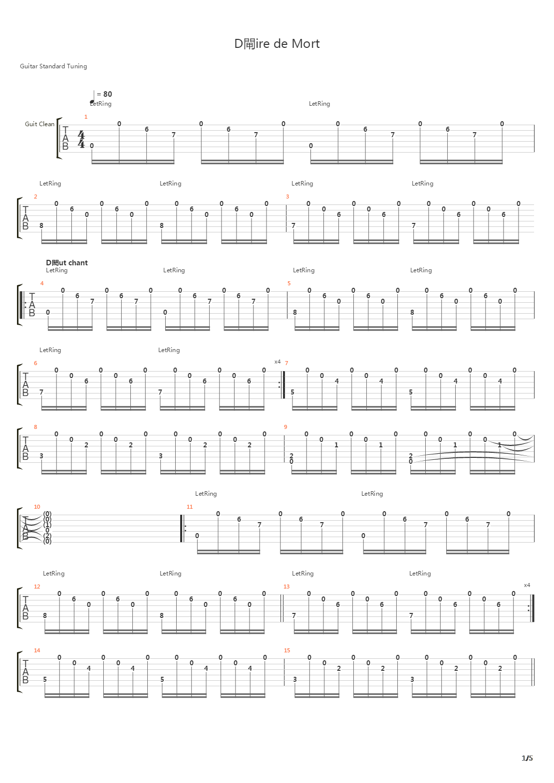 Dlire De Mort吉他谱