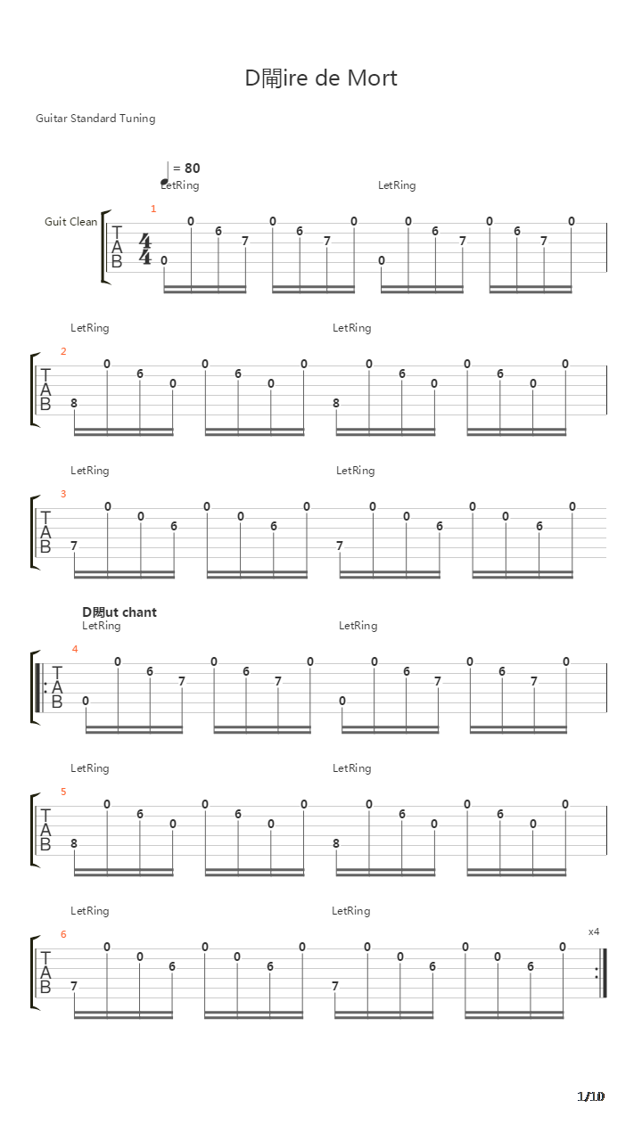 Dlire De Mort吉他谱