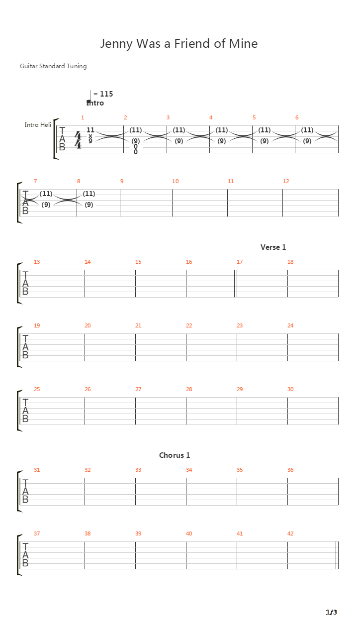 Jenny Was A Friend Of Mine吉他谱
