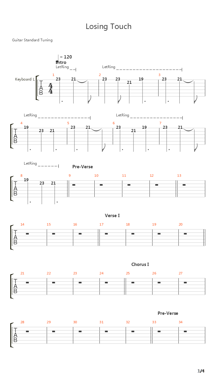 Losing Touch吉他谱
