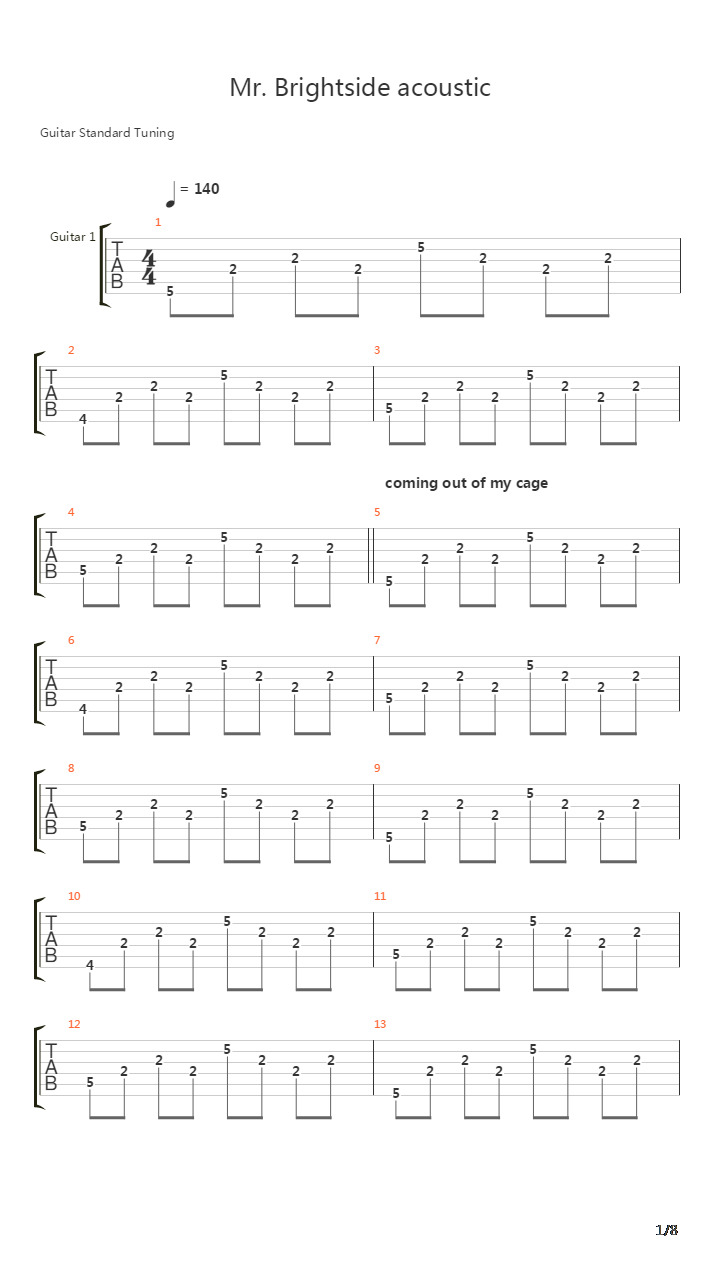Mr Brightside吉他谱