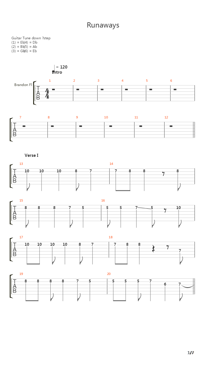 Runaways吉他谱
