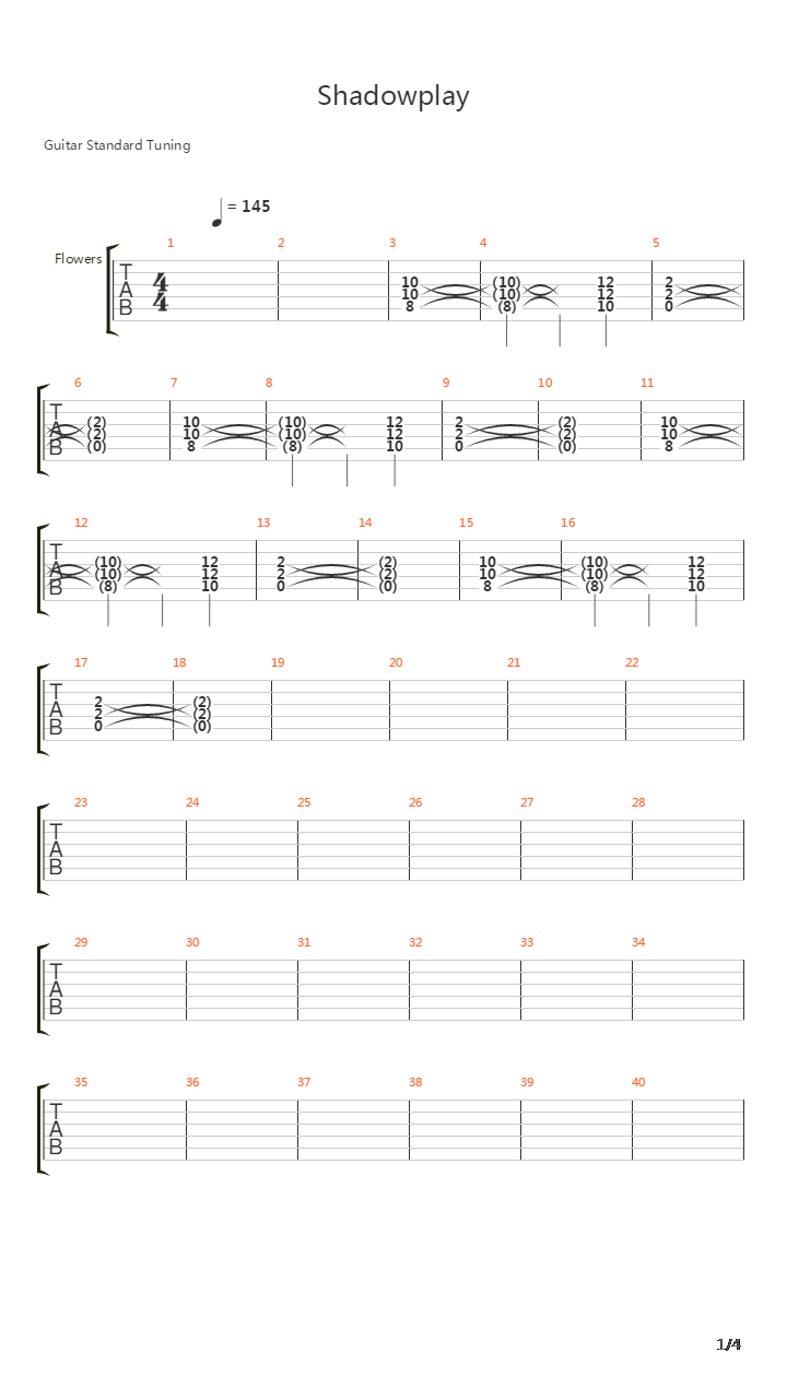 Shadowplay吉他谱