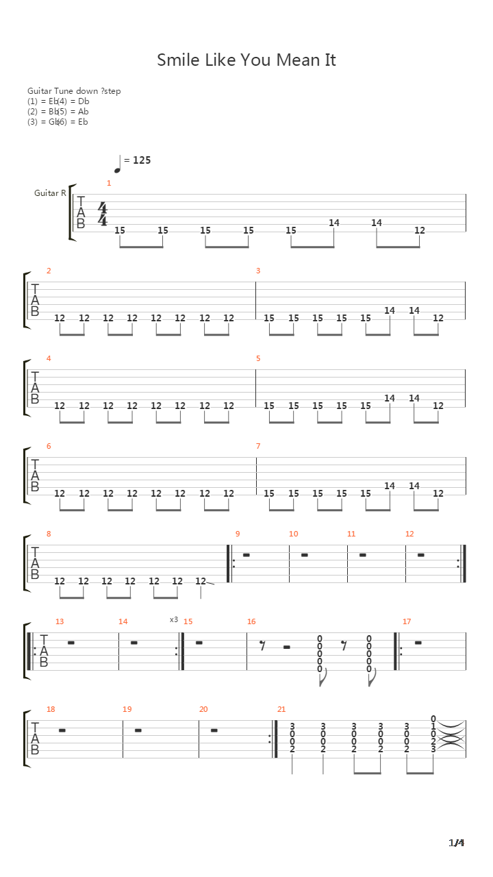 Smile Like You Mean It吉他谱