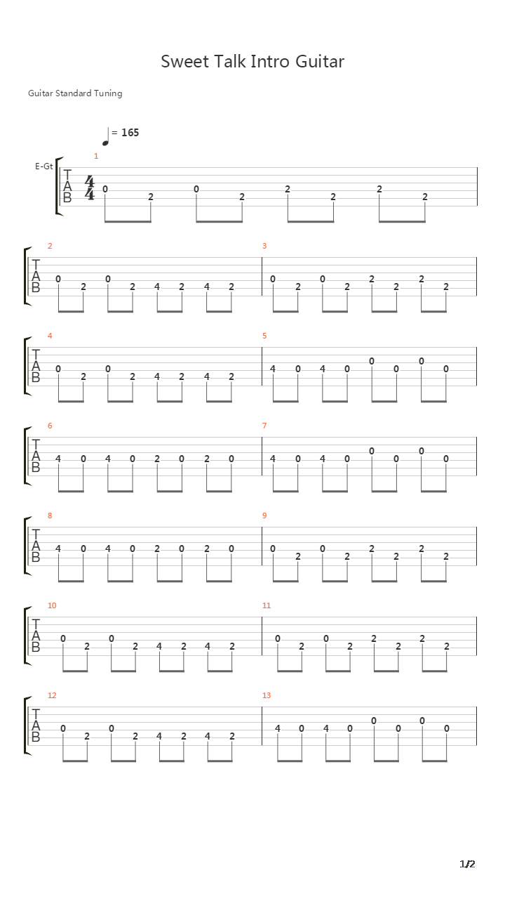 Sweet Talk吉他谱