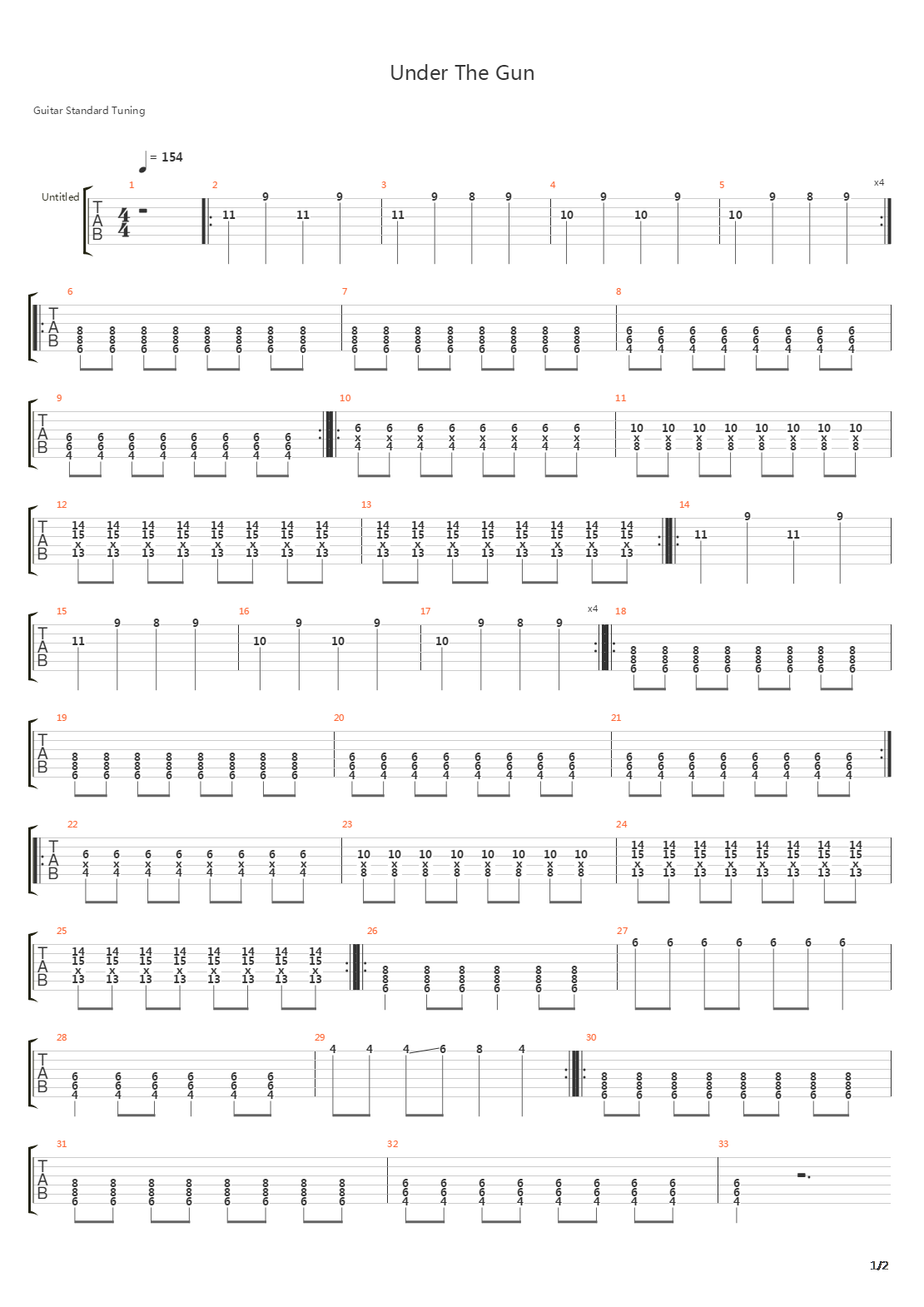 Under The Gun吉他谱