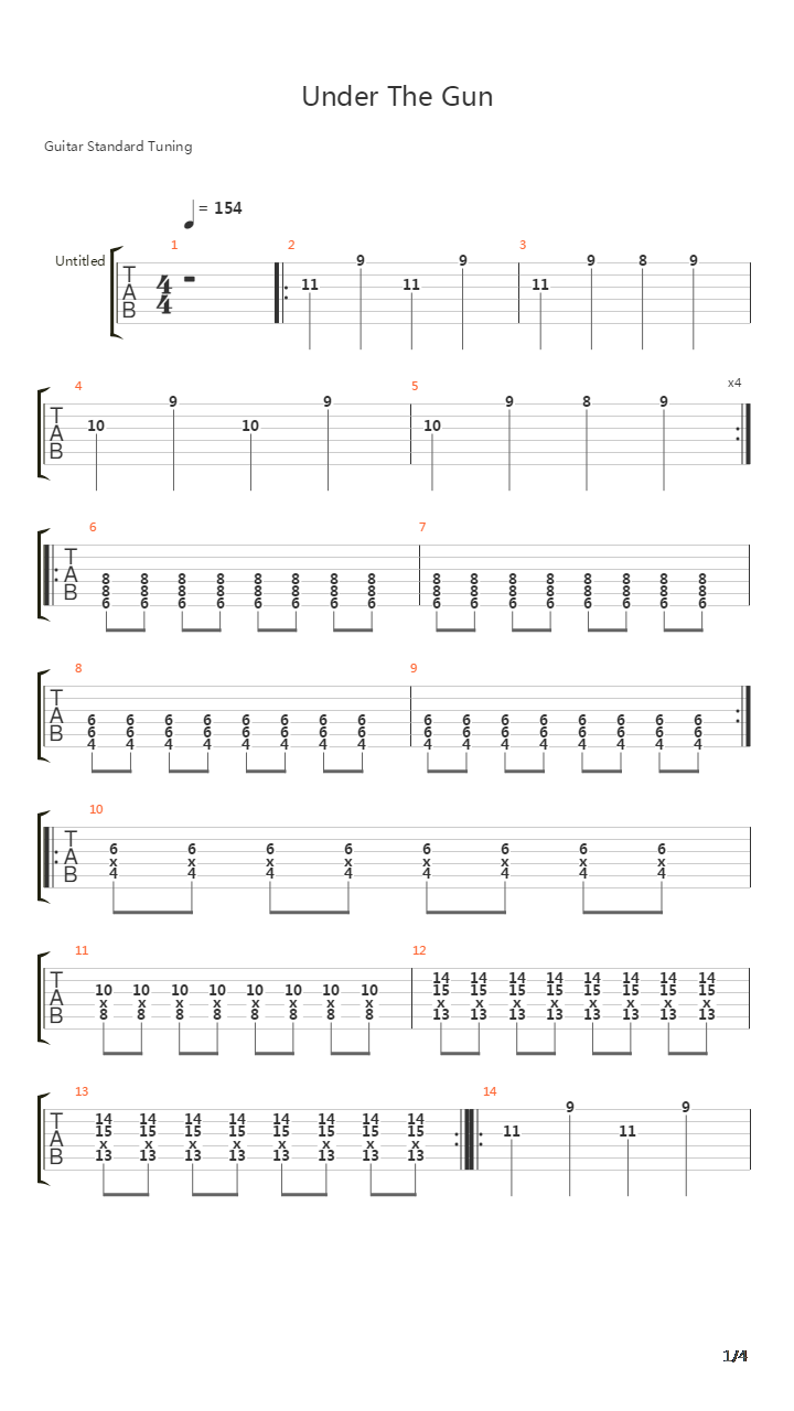 Under The Gun吉他谱