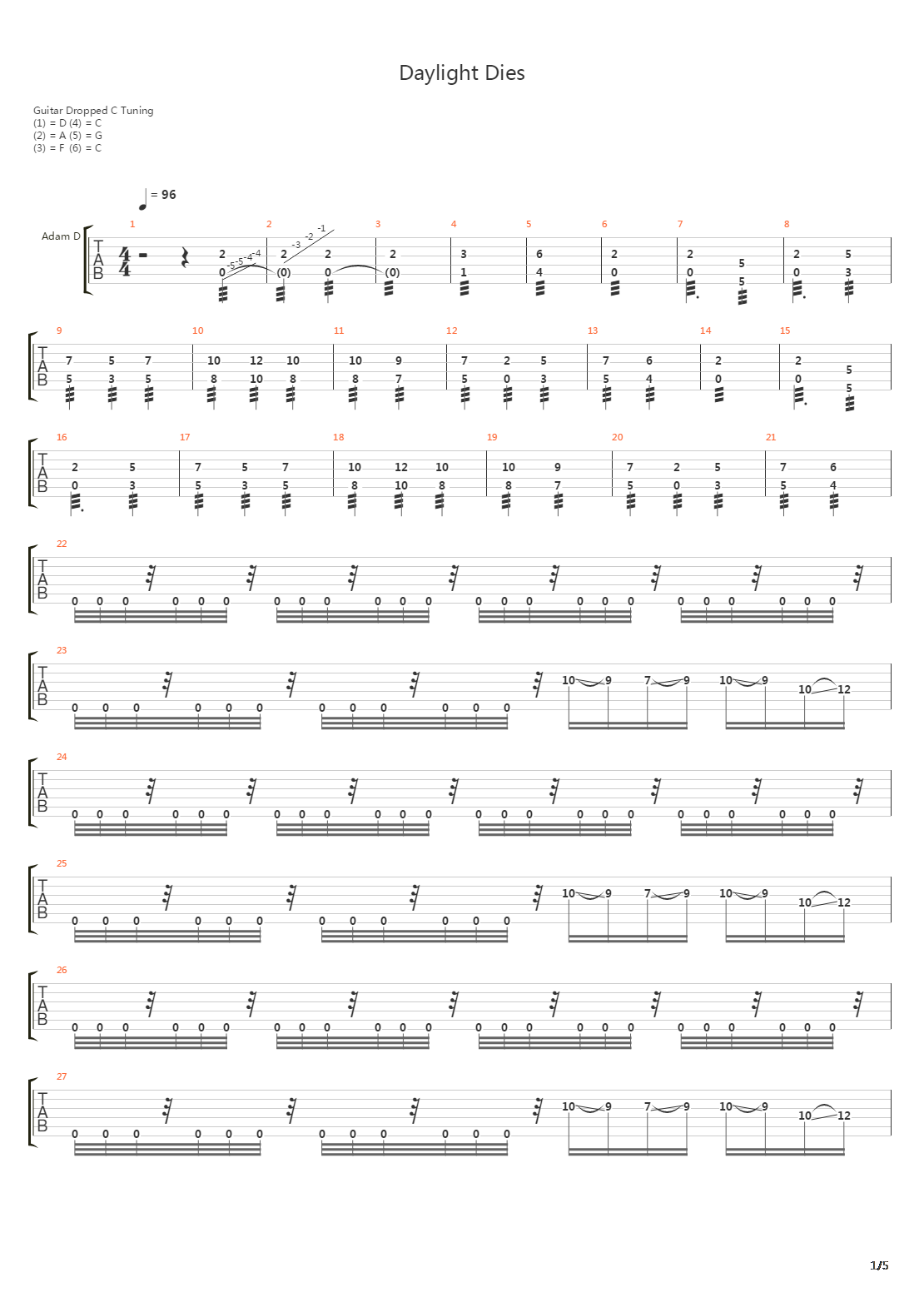 Daylight Dies吉他谱