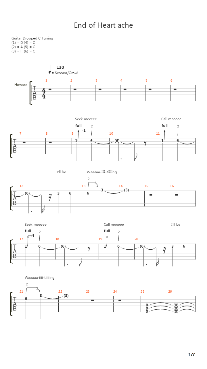 End Of Heartache吉他谱