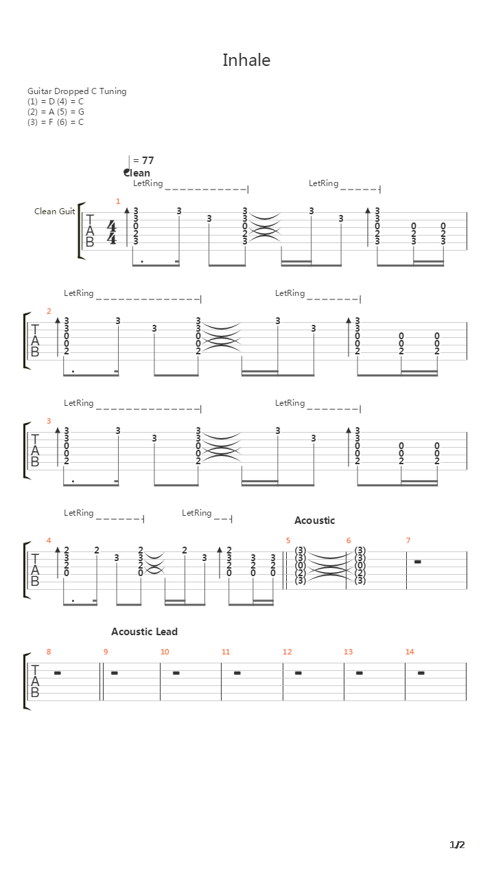 Inhale吉他谱