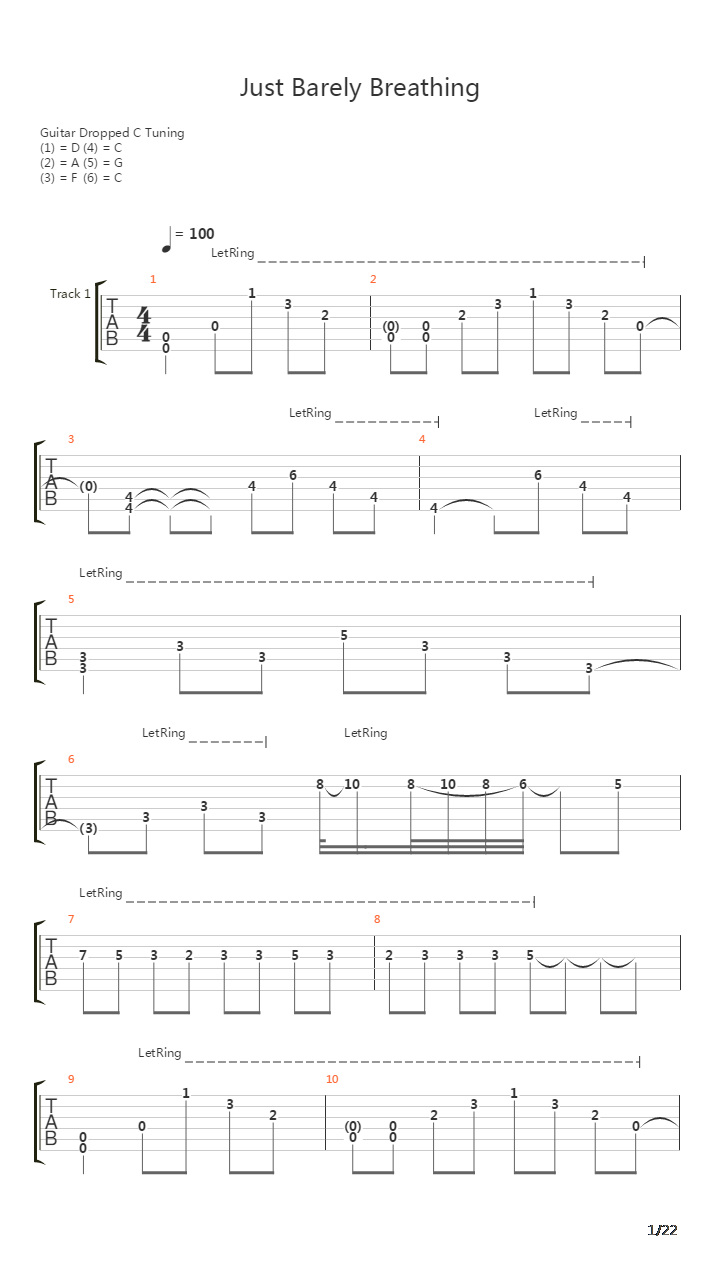 Just Barely Breathing吉他谱