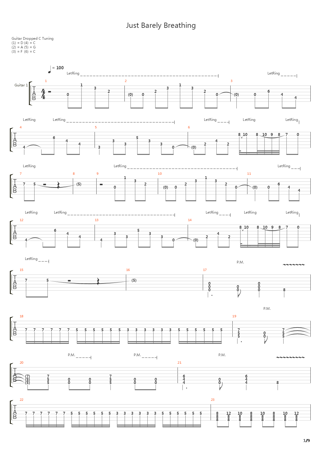Just Barely Breathing吉他谱
