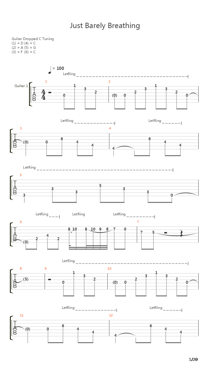 Just Barely Breathing吉他谱