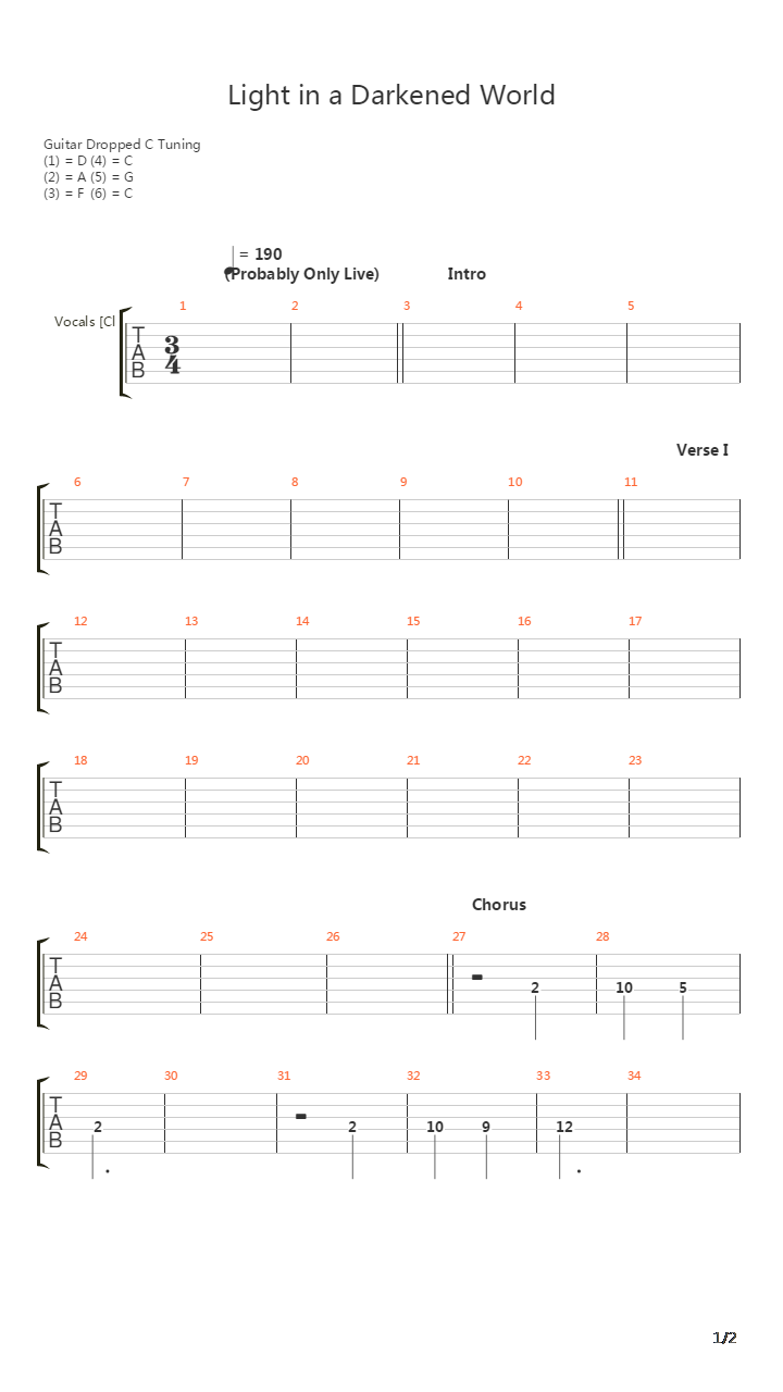 Light In A Darkened World吉他谱