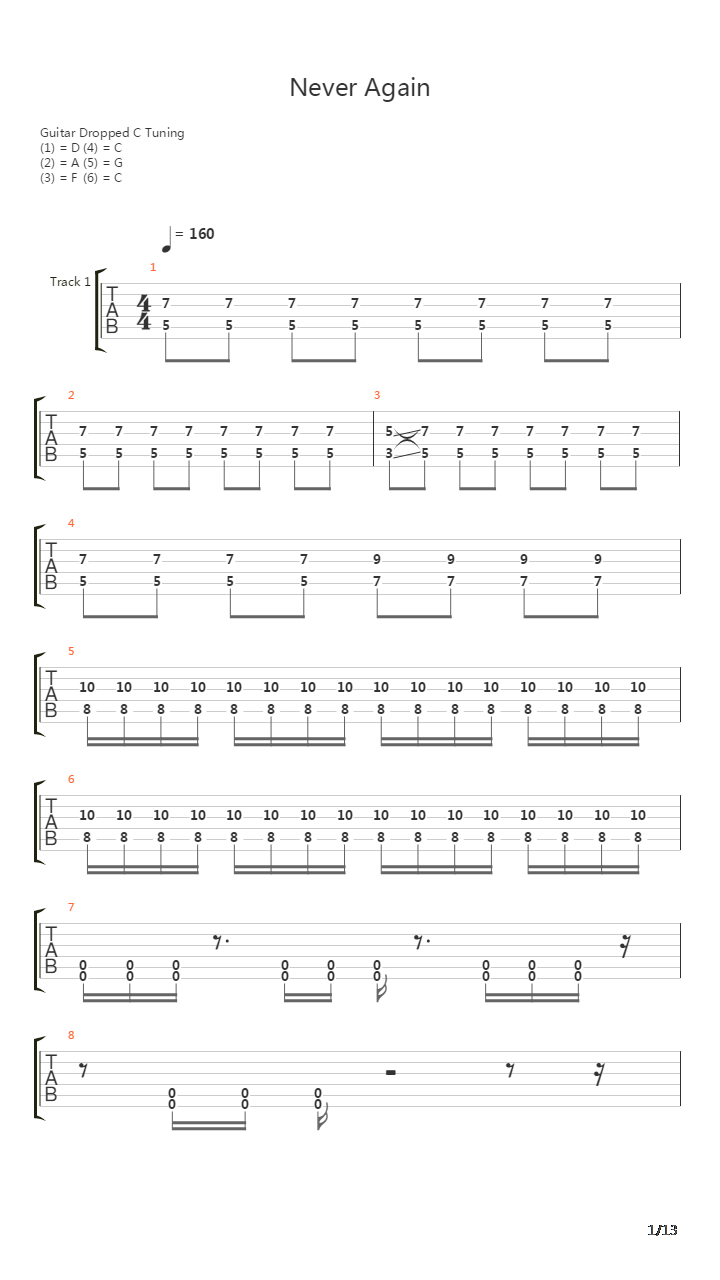 Never Again吉他谱