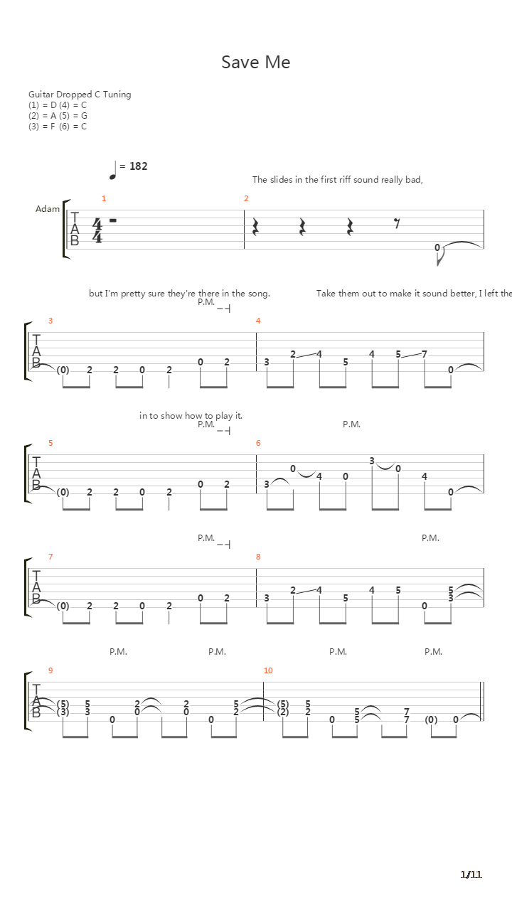 Save Me吉他谱