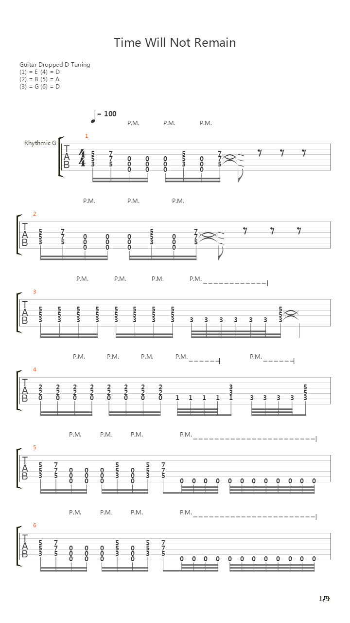 Time Will Not Remain吉他谱